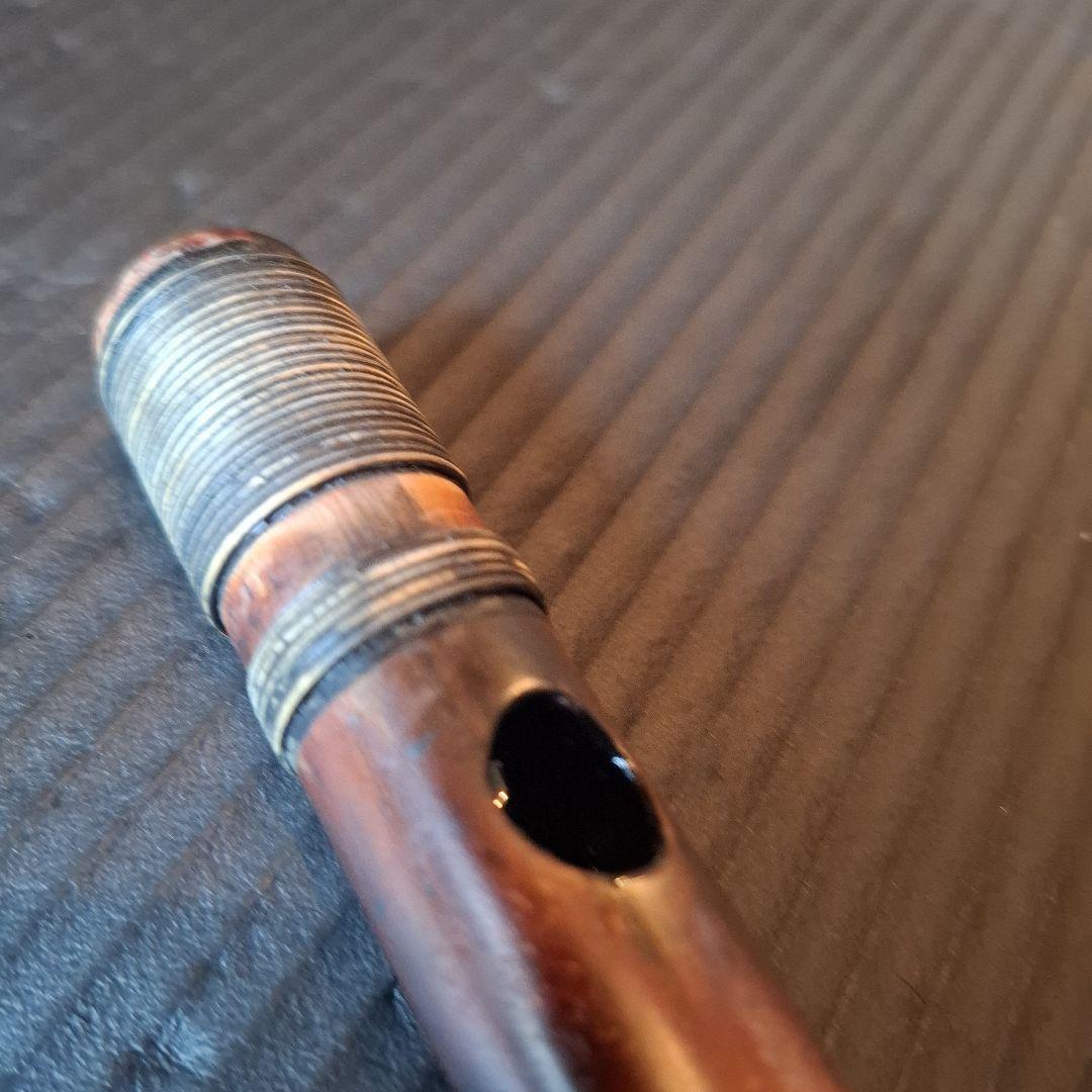 篠笛　古典調　7穴　五本調子　天地籐巻き　煤竹風仕上げ