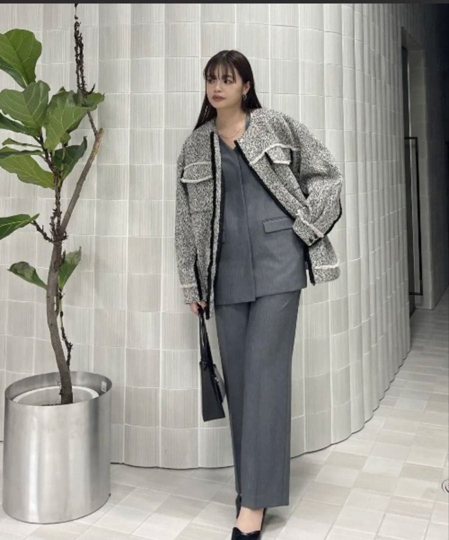 ジャケット・アウター 2025 OTONA MUSE FRINGE TWEED OVER JACKET