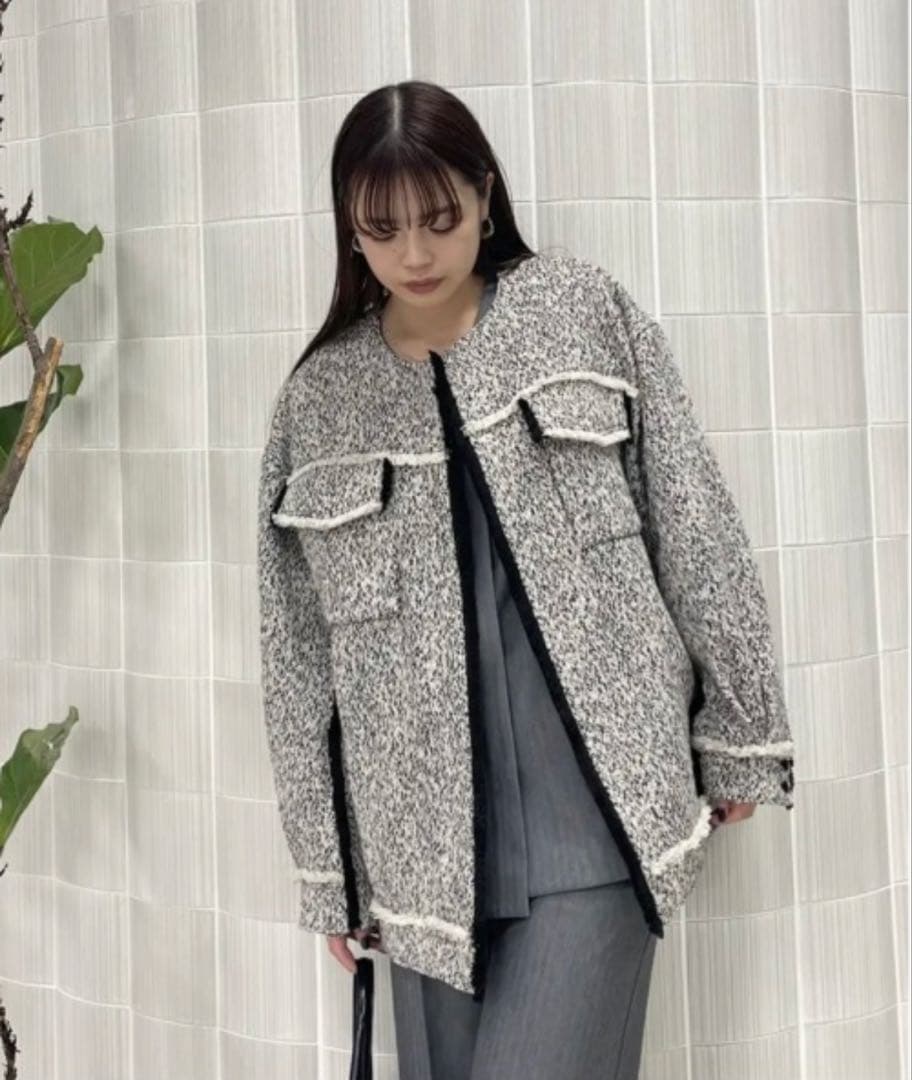 ジャケット・アウター 2025 OTONA MUSE FRINGE TWEED OVER JACKET