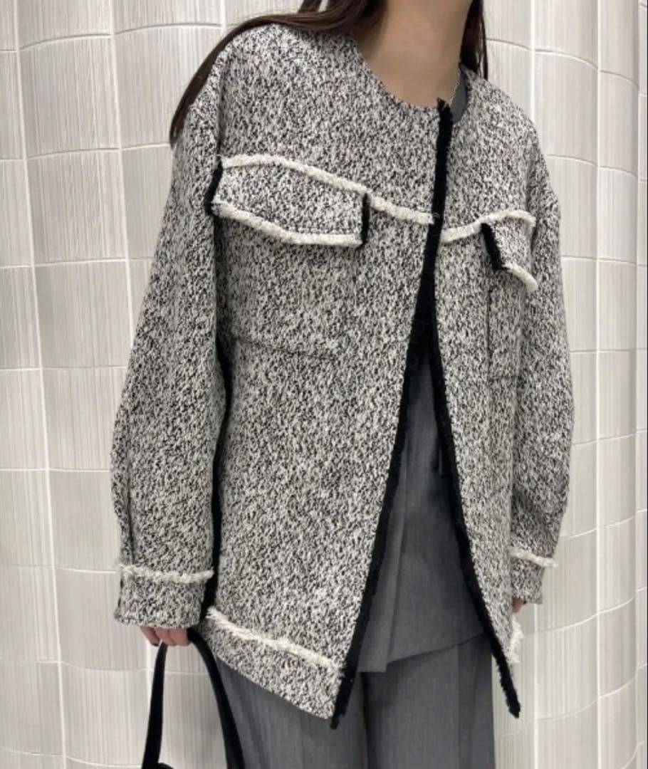 ジャケット・アウター 2025 OTONA MUSE FRINGE TWEED OVER JACKET