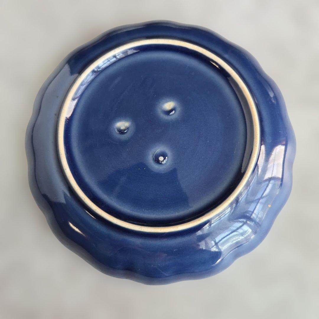 無傷完品　古伊万里　瑠璃釉　六寸皿　江戸時代　染付　金直し　金継ぎ　アンティーク