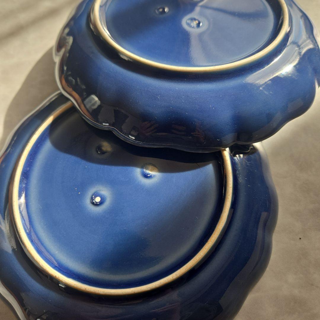 無傷完品　古伊万里　瑠璃釉　六寸皿　江戸時代　染付　金直し　金継ぎ　アンティーク