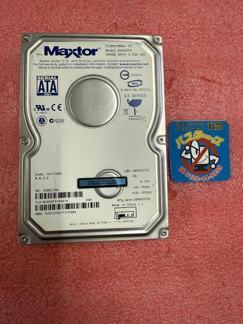 稀少　Maxtor 6V250F0 250GB 【正常】4917時間