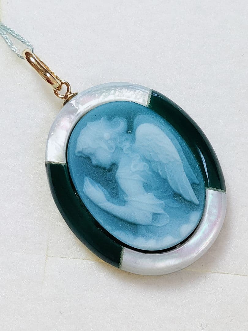 未使用品 k18 カメオ ペンダント 天使