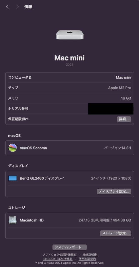 値下げ　【美品】Mac mini M2 pro メモリ16GB SSD512GB
