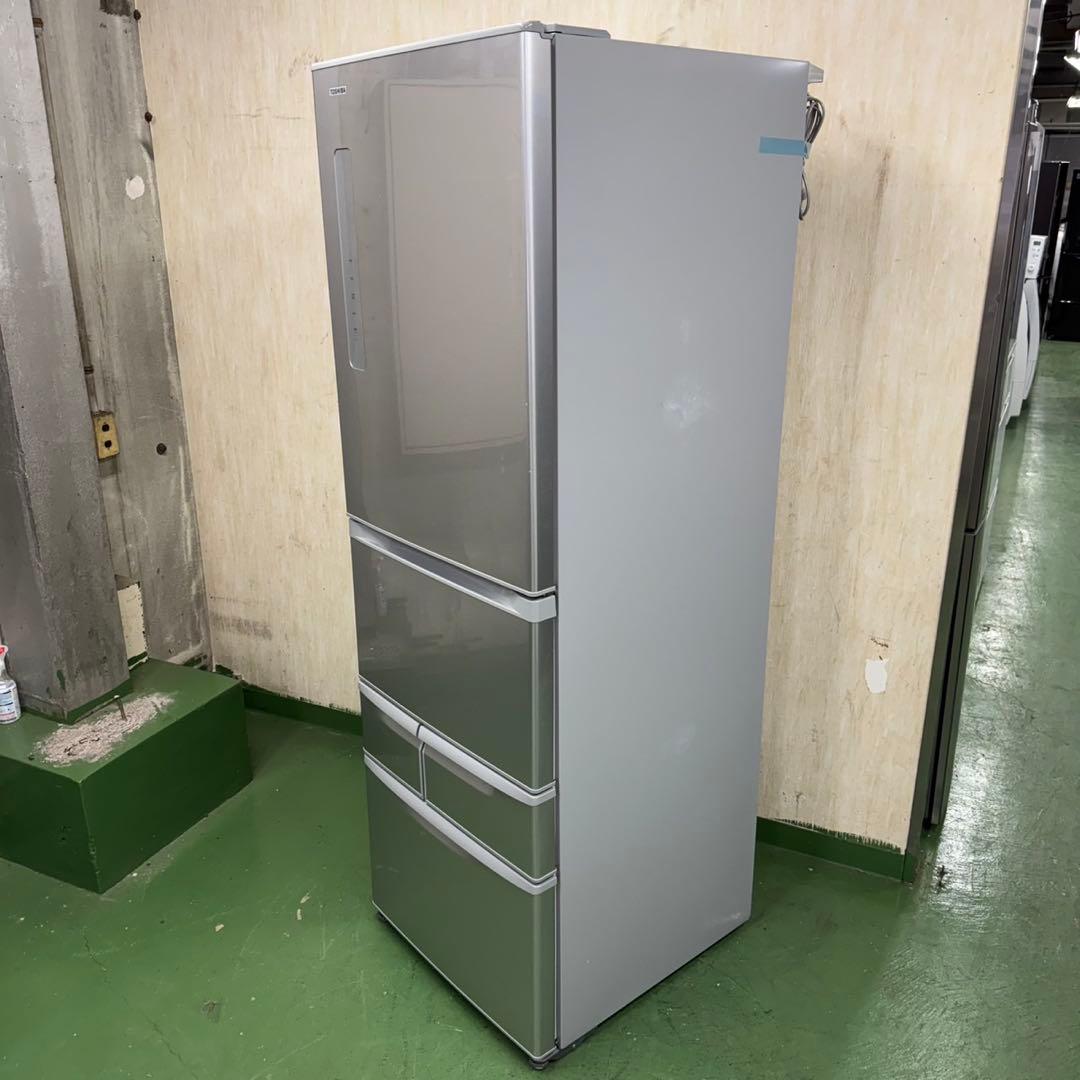230 東芝 大型冷蔵庫 400L強 右開き 自動製氷 5ドア シルバーカラー