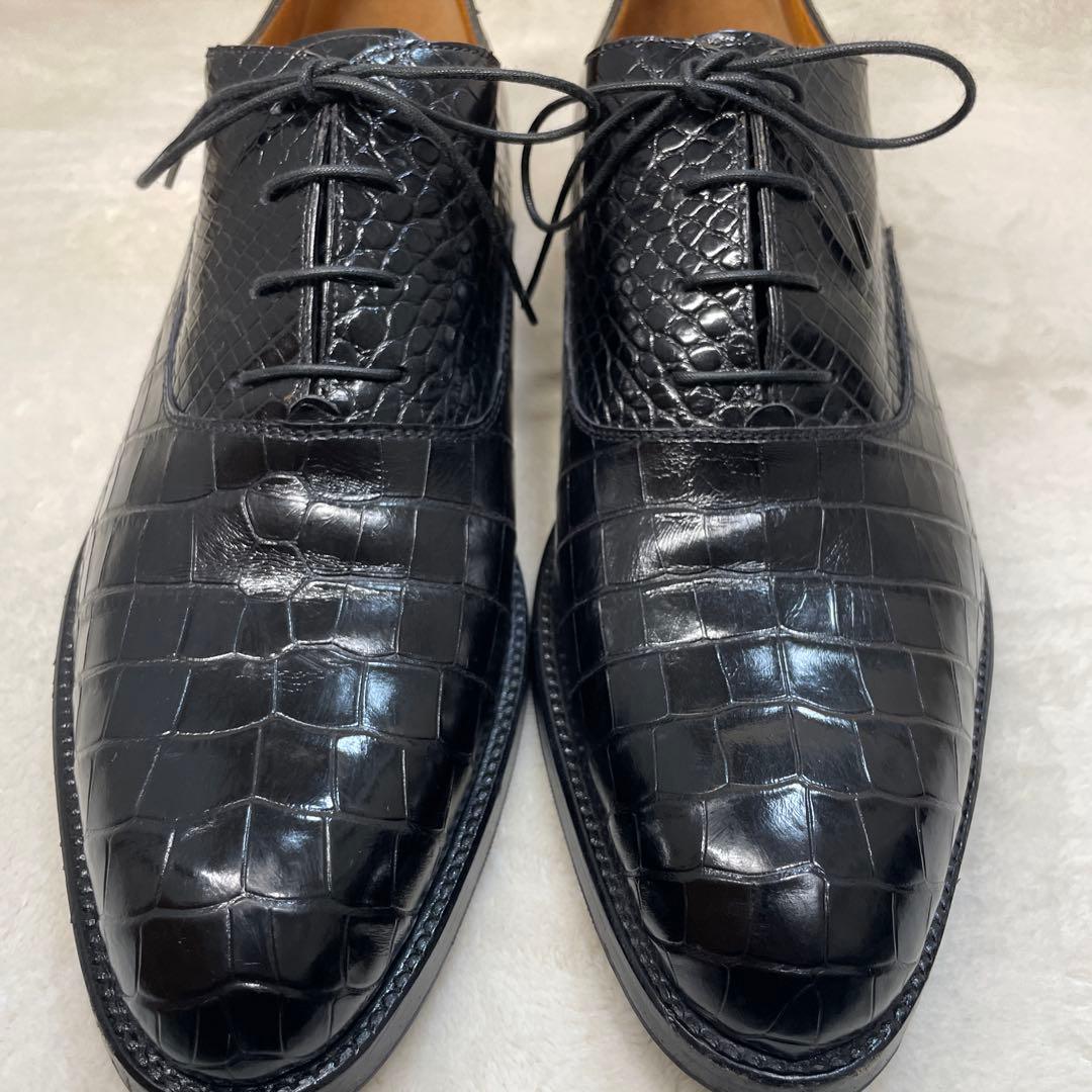 【美品】stemar クロコダイルシューズ サイズ8 1/2 ブラック