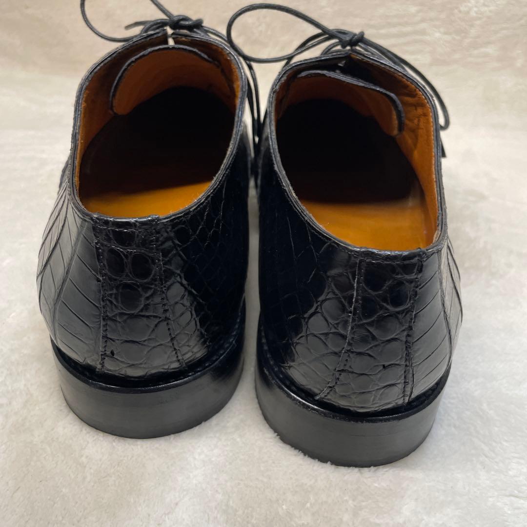 【美品】stemar クロコダイルシューズ サイズ8 1/2 ブラック