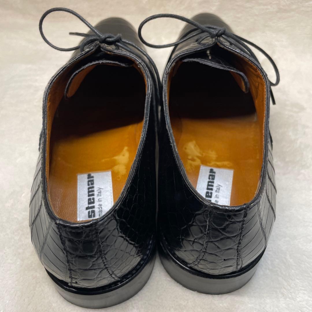 【美品】stemar クロコダイルシューズ サイズ8 1/2 ブラック