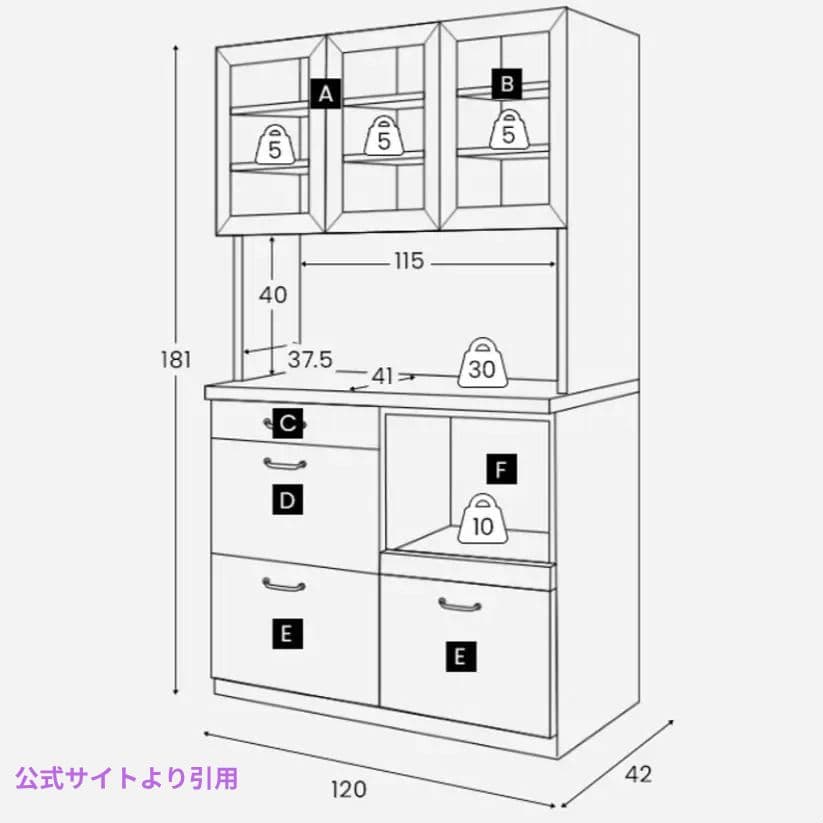 ●最終値下げ●大容量 LOWYA 食器棚 120cmアンティークナチュラル