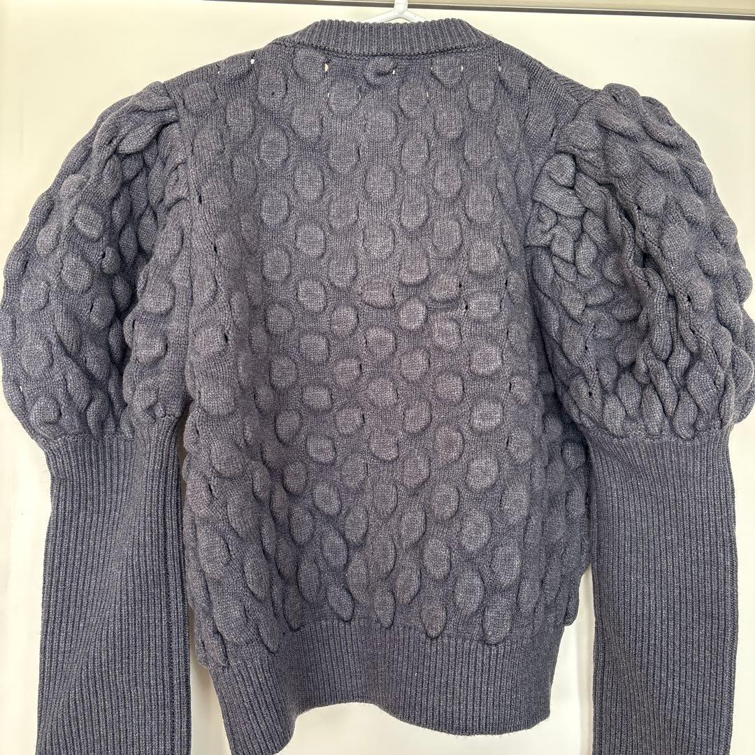 オブリ obli グレー ニットカーディガン パール付き