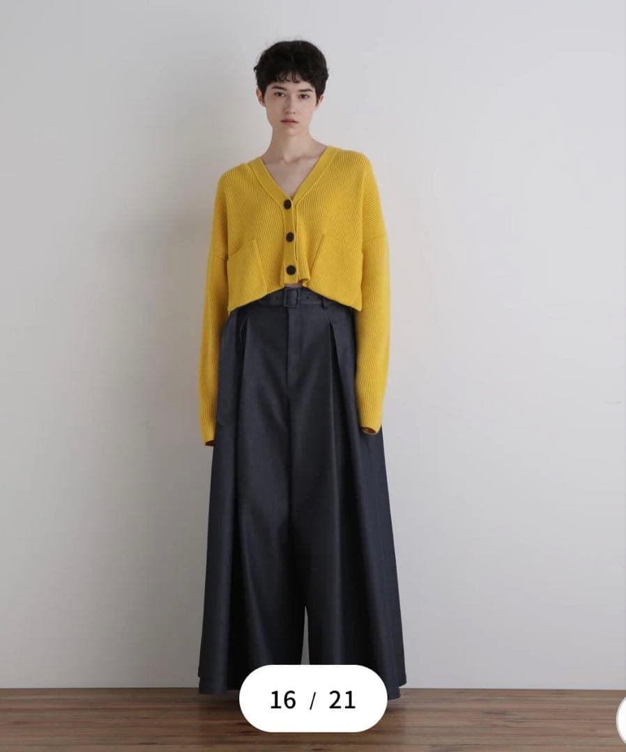 新品未使用　LE PHIL ルフィル ウールコンパクトカーディガン 黄 フリー