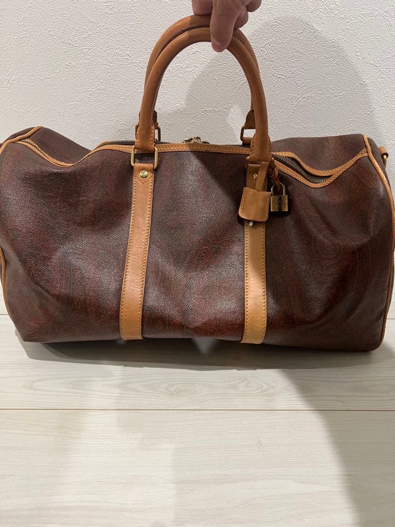 ETRO ブラウンレザーダッフルバッグ鍵付き