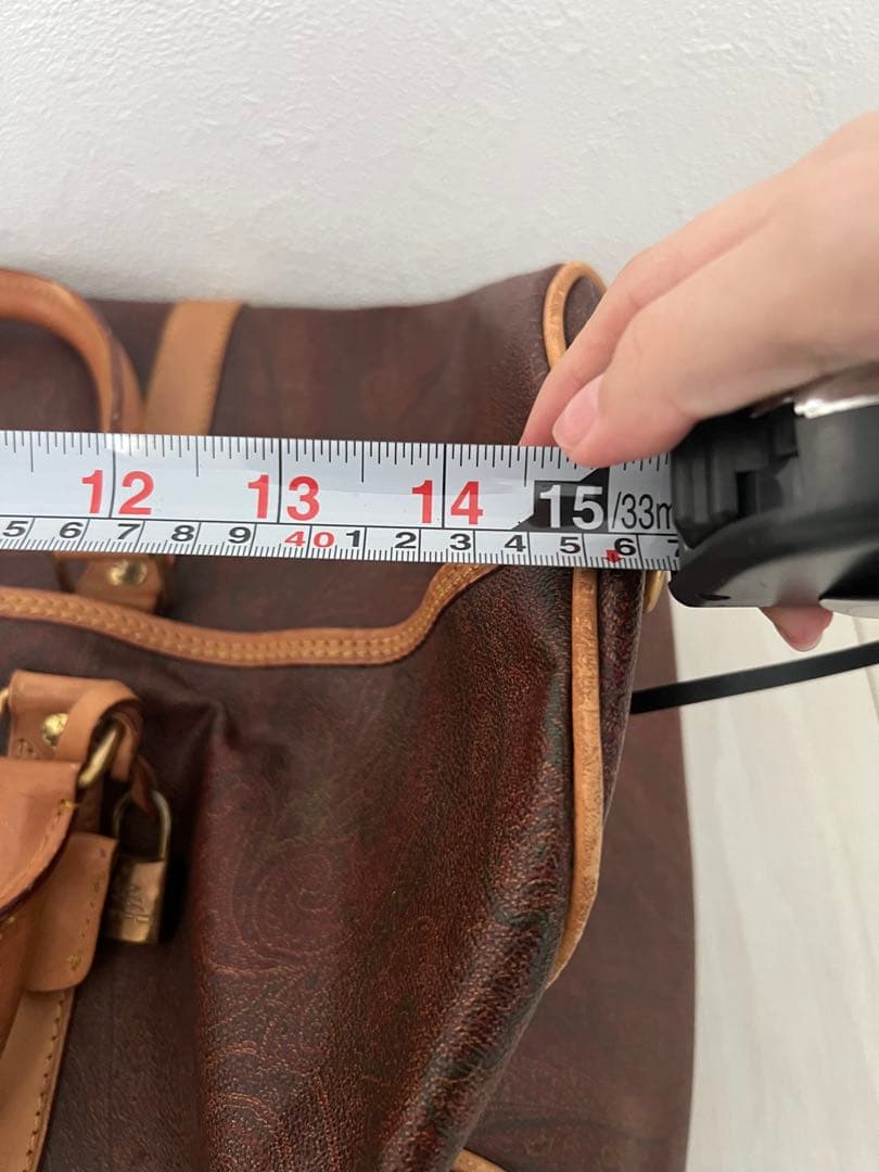 ETRO ブラウンレザーダッフルバッグ鍵付き