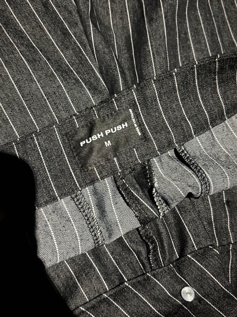 Mサイズ PUSH PUSH ストライプ ワイドパンツ 黒