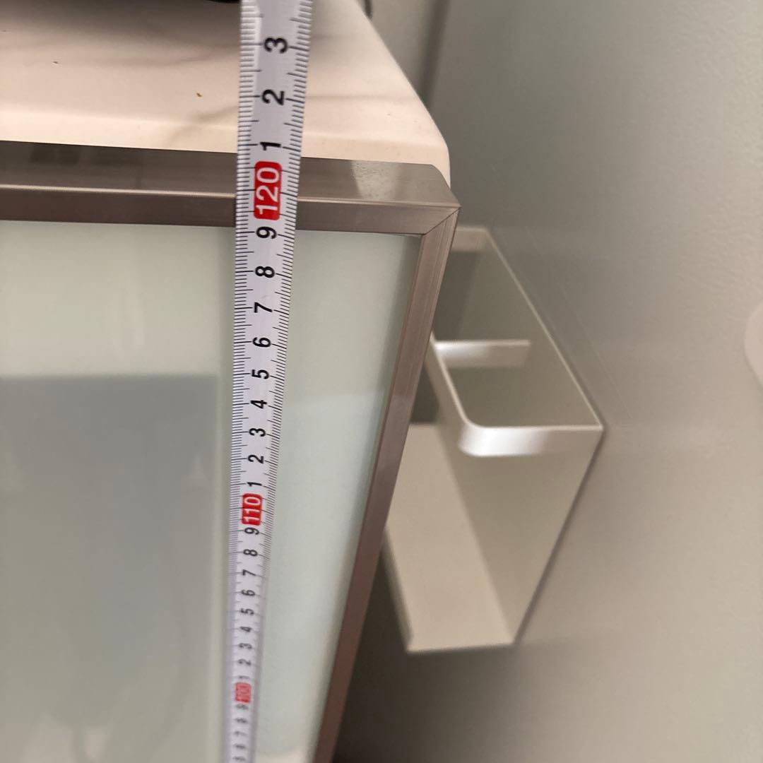 ホワイト マーブル調 食器棚 引き出し式ーたんぽぽ