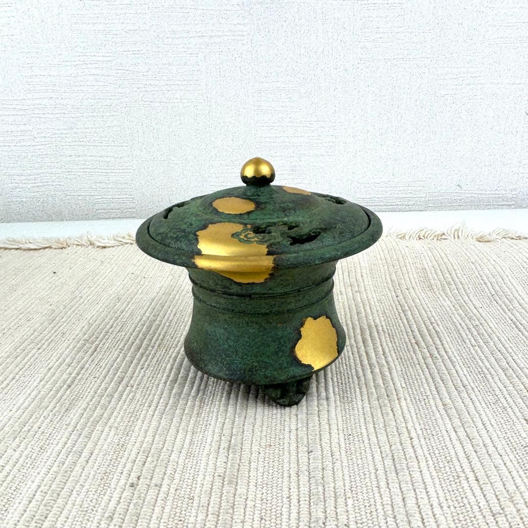 【新品未使用】平安 秦蔵六造 塗金銅香炉 瑞雲 共箱 あり