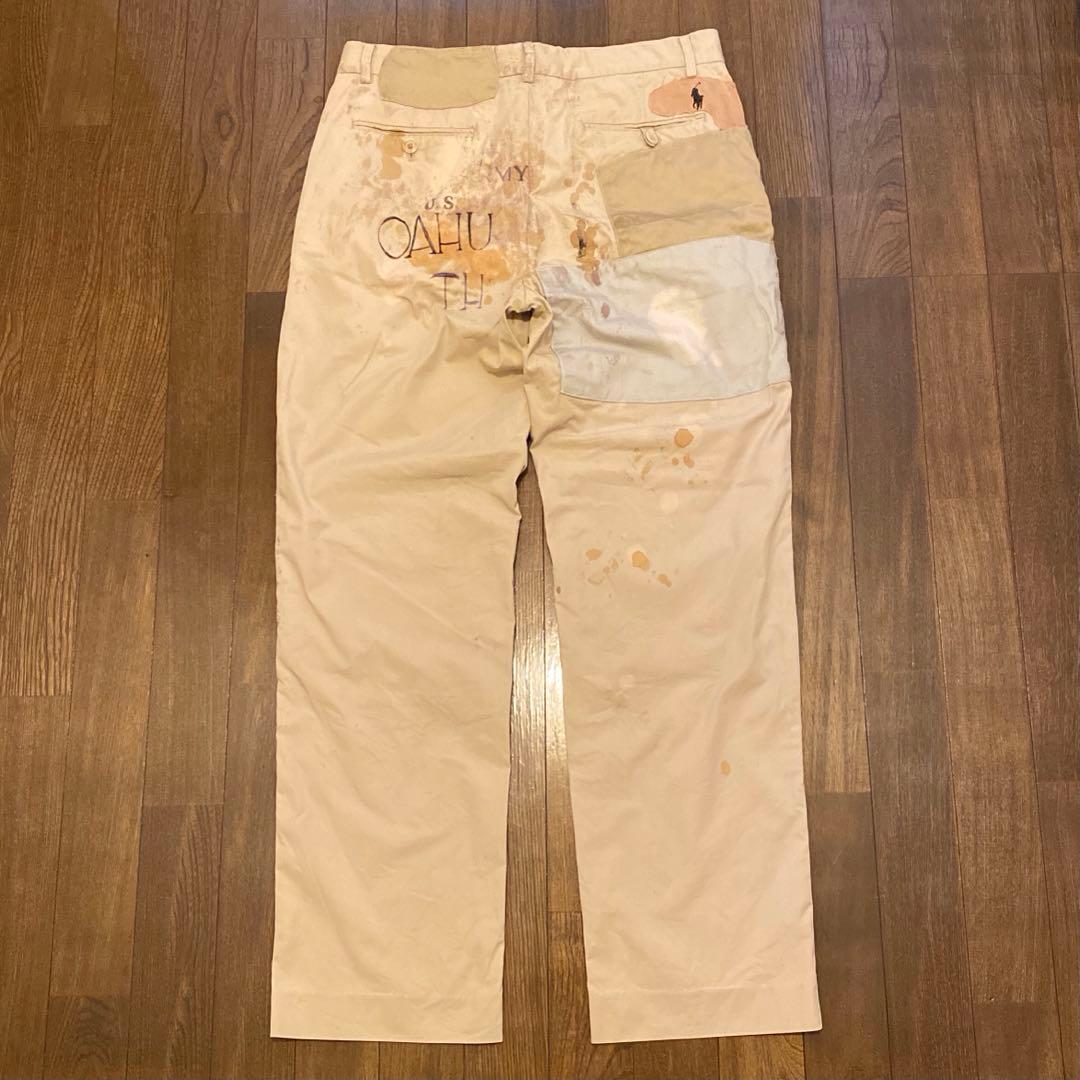 Polo by Ralph Lauren ダブルニー チノパン 刺繍ロゴ 襤褸