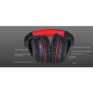 オースダム Bluetooth 4.0 ワイヤレス ANC7 ブラック レッド