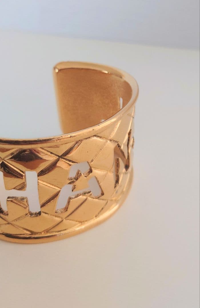 CHANEL シャネル ヴィンテージ ロゴ マトラッセ バングル ブレスレット