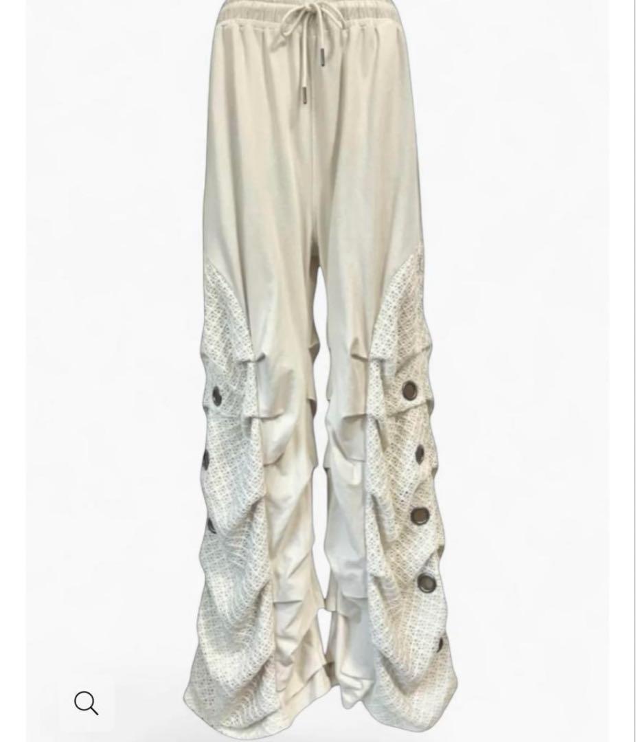 ボリュームアイレットパンツ 白い　culttokyo カルトトーキョー