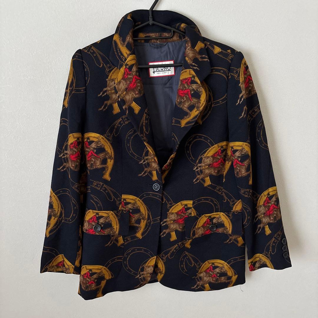 HERNO ヘルノ　ネイビー　馬　ホース　ジャケット　42