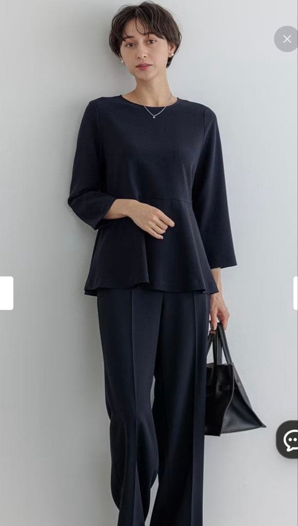 23区　トリアセダブルジョーゼットペプラムブラウス