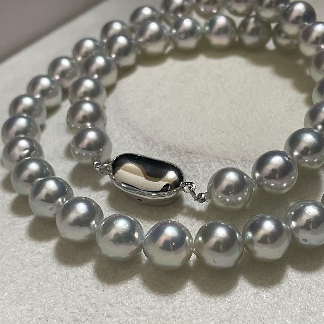 【テリ最強✨超大珠】 あこや真珠 ネックレス8.5-9.0 ブルーグレー パール