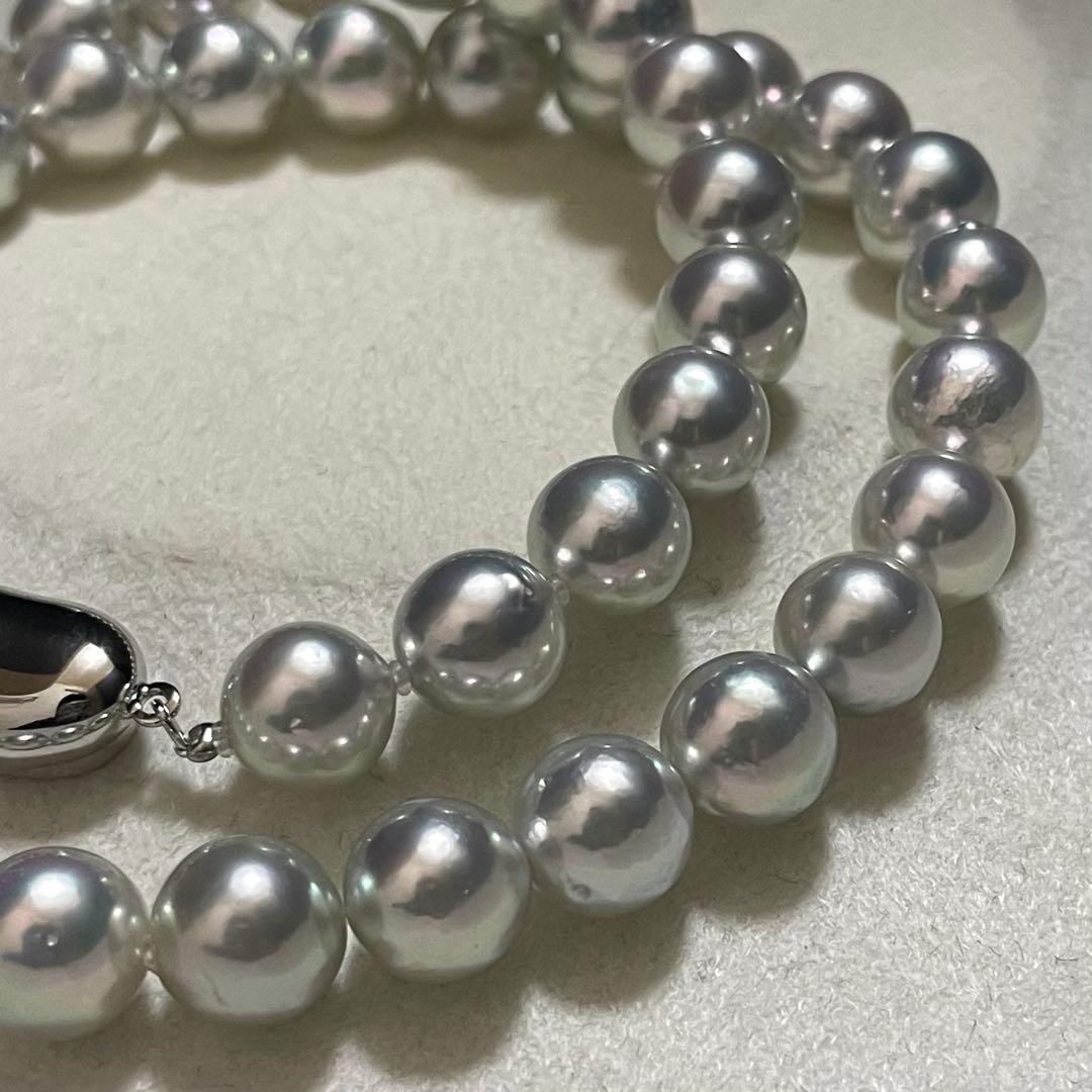 【テリ最強✨超大珠】 あこや真珠 ネックレス8.5-9.0 ブルーグレー パール