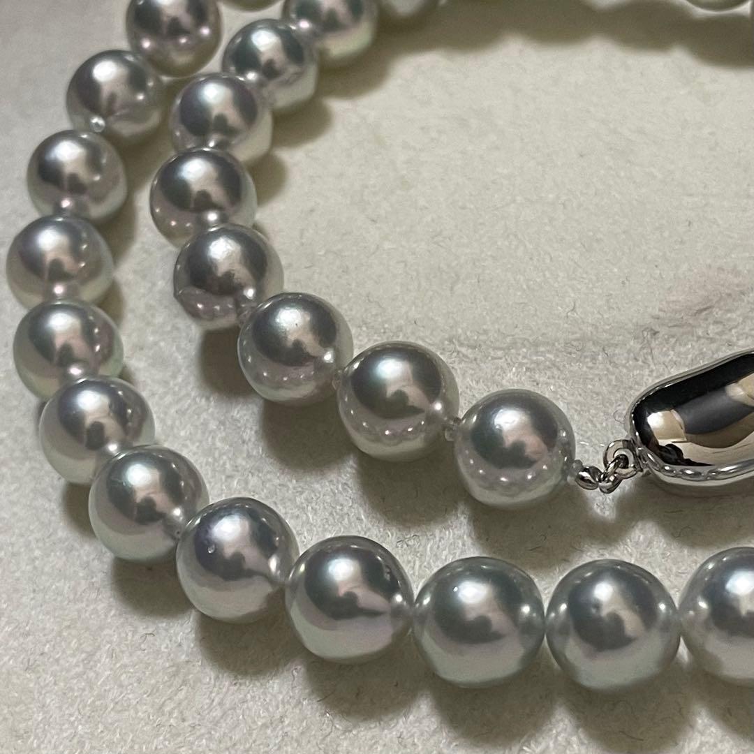【テリ最強✨超大珠】 あこや真珠 ネックレス8.5-9.0 ブルーグレー パール