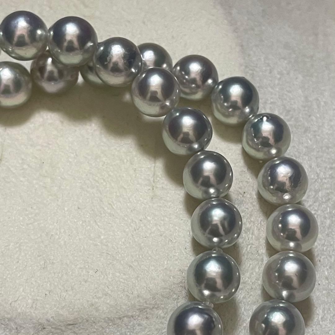 【テリ最強✨超大珠】 あこや真珠 ネックレス8.5-9.0 ブルーグレー パール