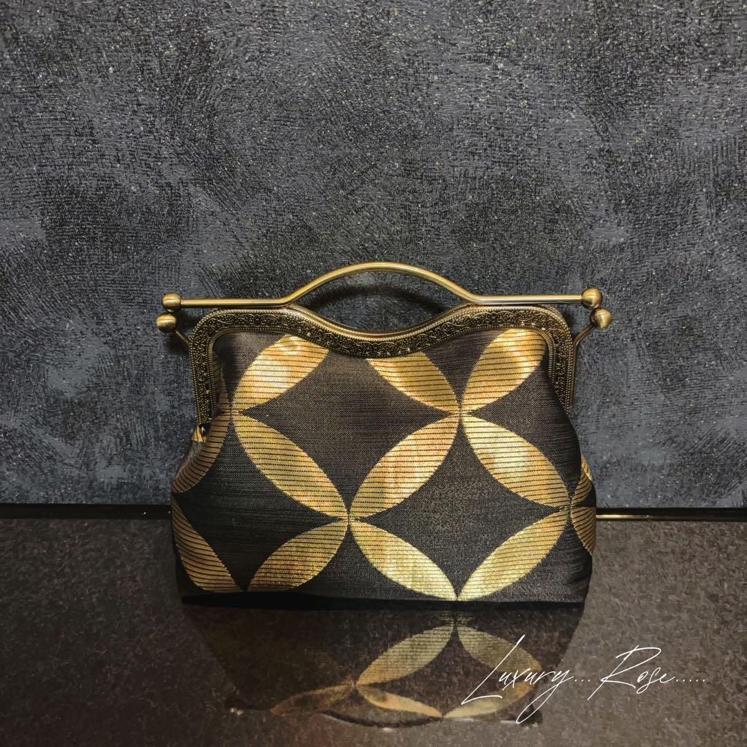 9月新作♡作家物斉藤三才の大迫力の黒金粋なデザイン煌めきお洒落な高級帯地バッグ