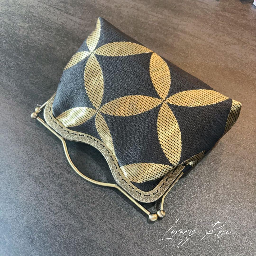 9月新作♡作家物斉藤三才の大迫力の黒金粋なデザイン煌めきお洒落な高級帯地バッグ