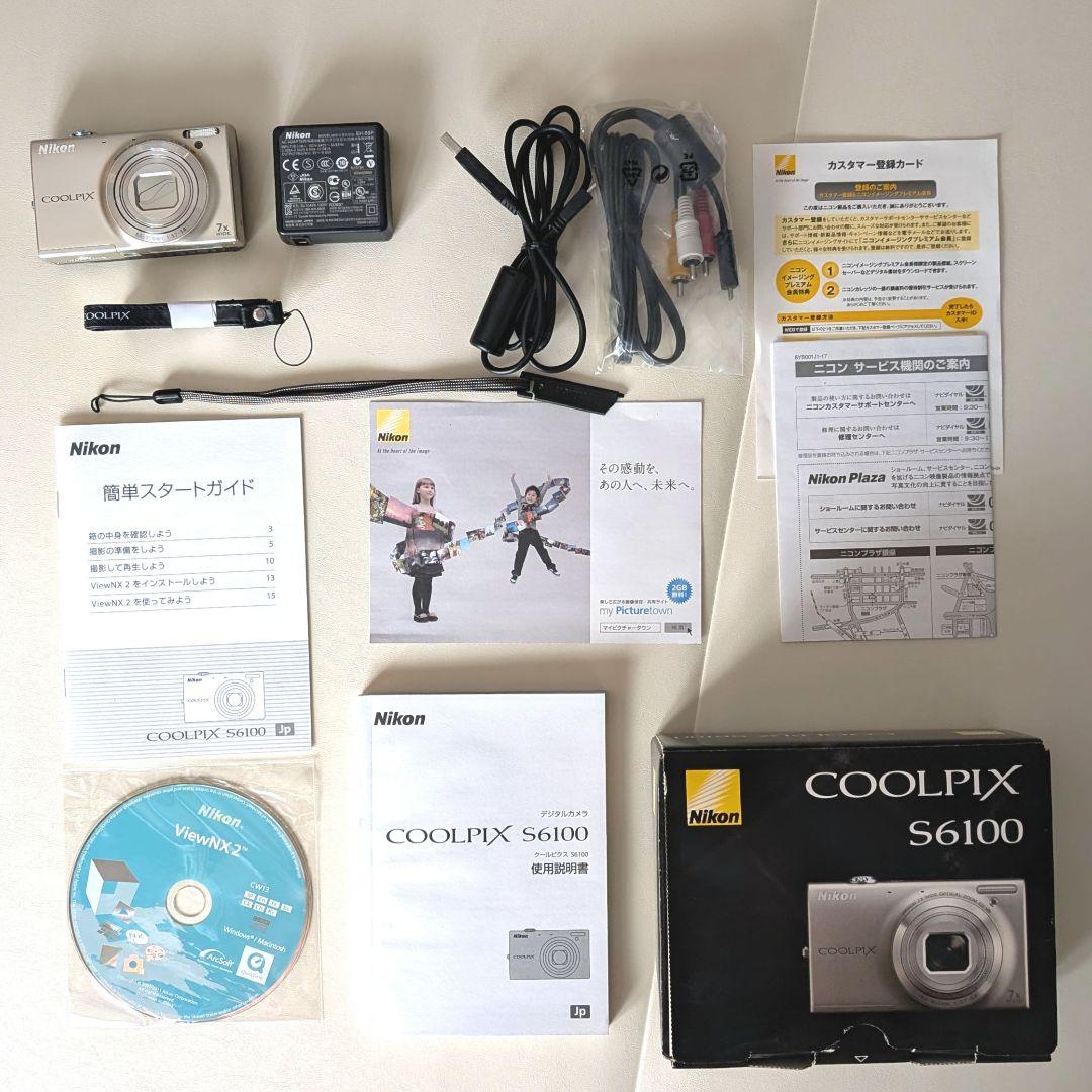 【箱、付属品あり】Nikon COOLPIX S6100 シャンパンシルバー