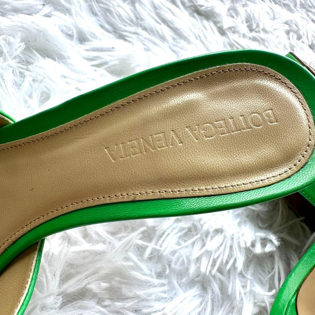 BOTTEGA VENETA サンダル 37 ミュール ラムスキン グリーン