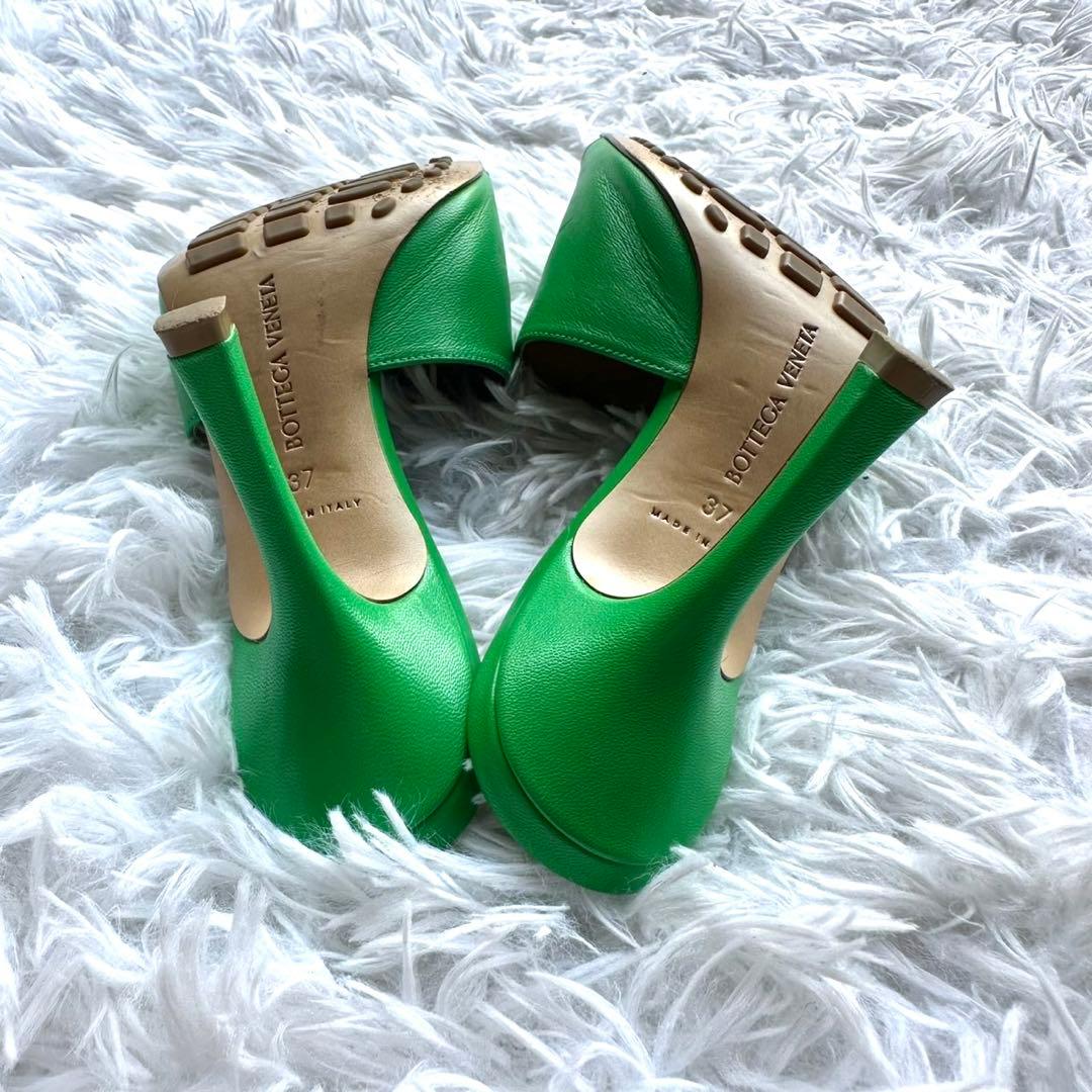 BOTTEGA VENETA サンダル 37 ミュール ラムスキン グリーン