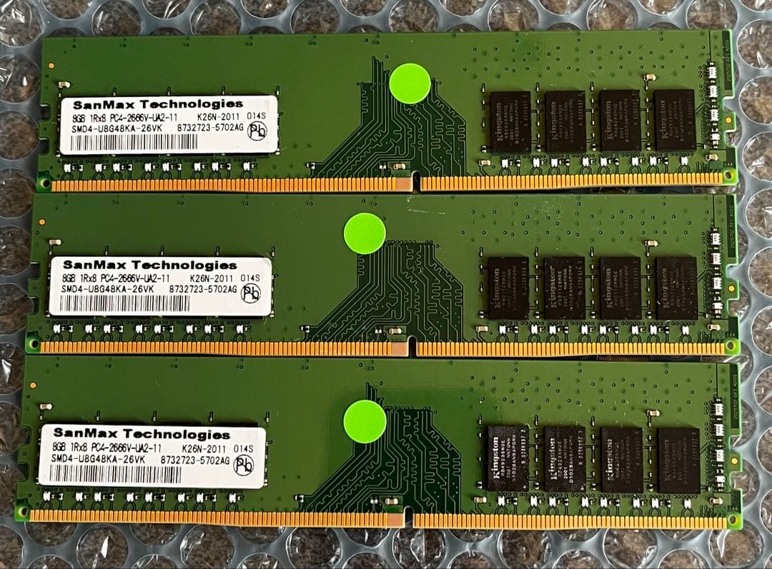 2*1様 SanMax DDR4-2666 8GB×3枚（計24GB） デスクト