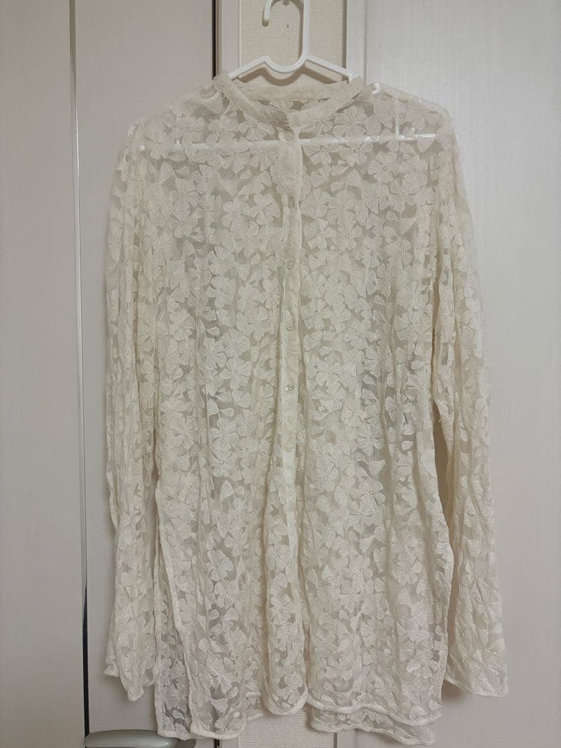 最終割引価格　hella tulle embroidery shirt