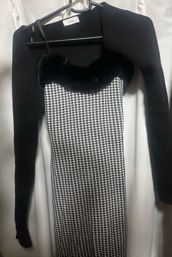 Darich ダーリッチ アンサンブルチェックニットロングワンピース FS