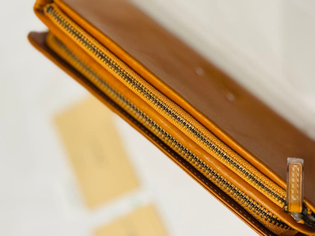 新品　ダコタ　長財布　トリコローレ　イタリア製牛革　通帳も入ります　マスタード