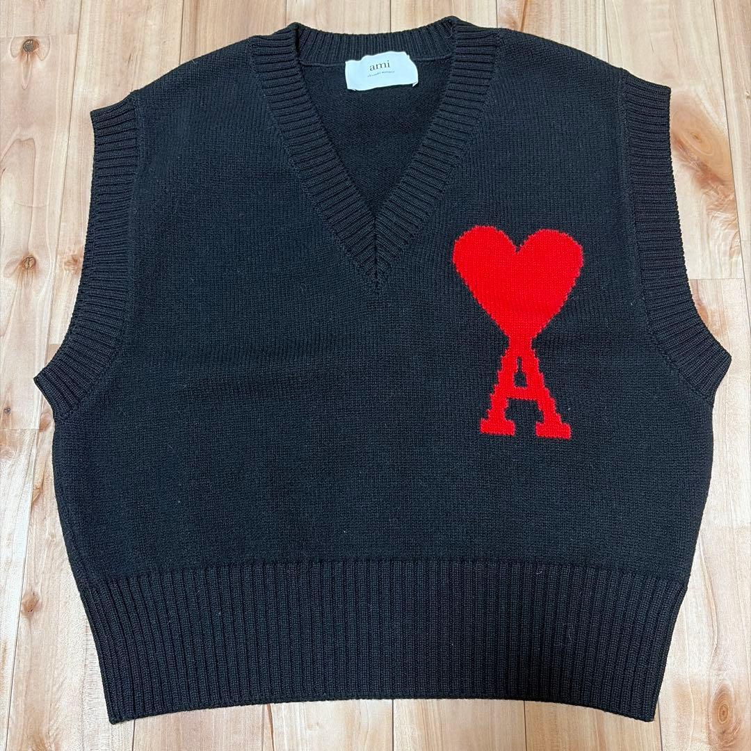 専用 ami ハートデザイン ニットベスト 黒