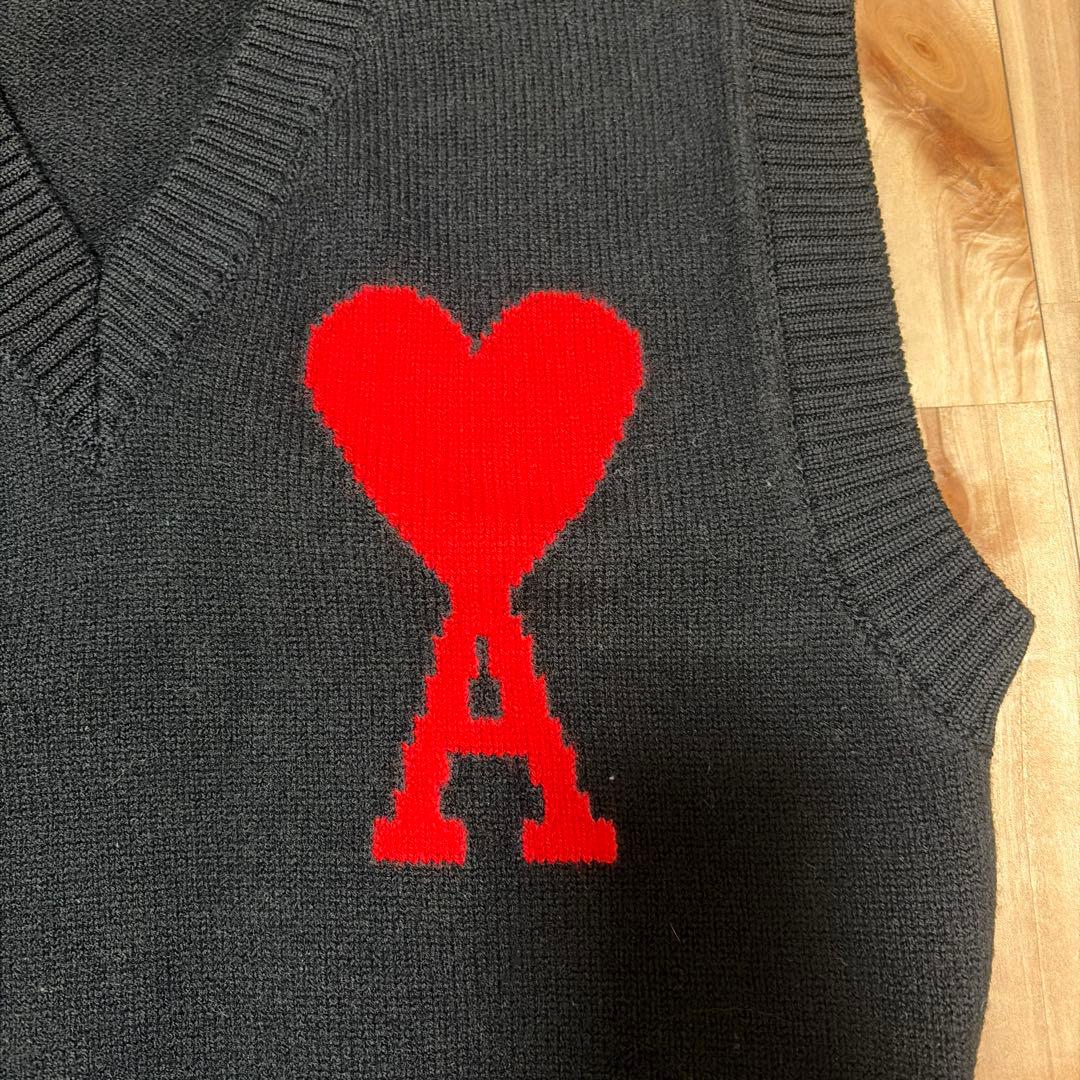 専用 ami ハートデザイン ニットベスト 黒