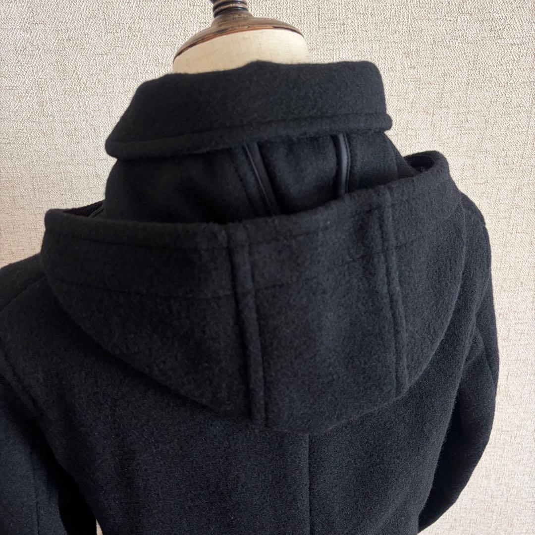 DANTON 【新品タグ付き】フード付きブラックウールコート 日本製 34