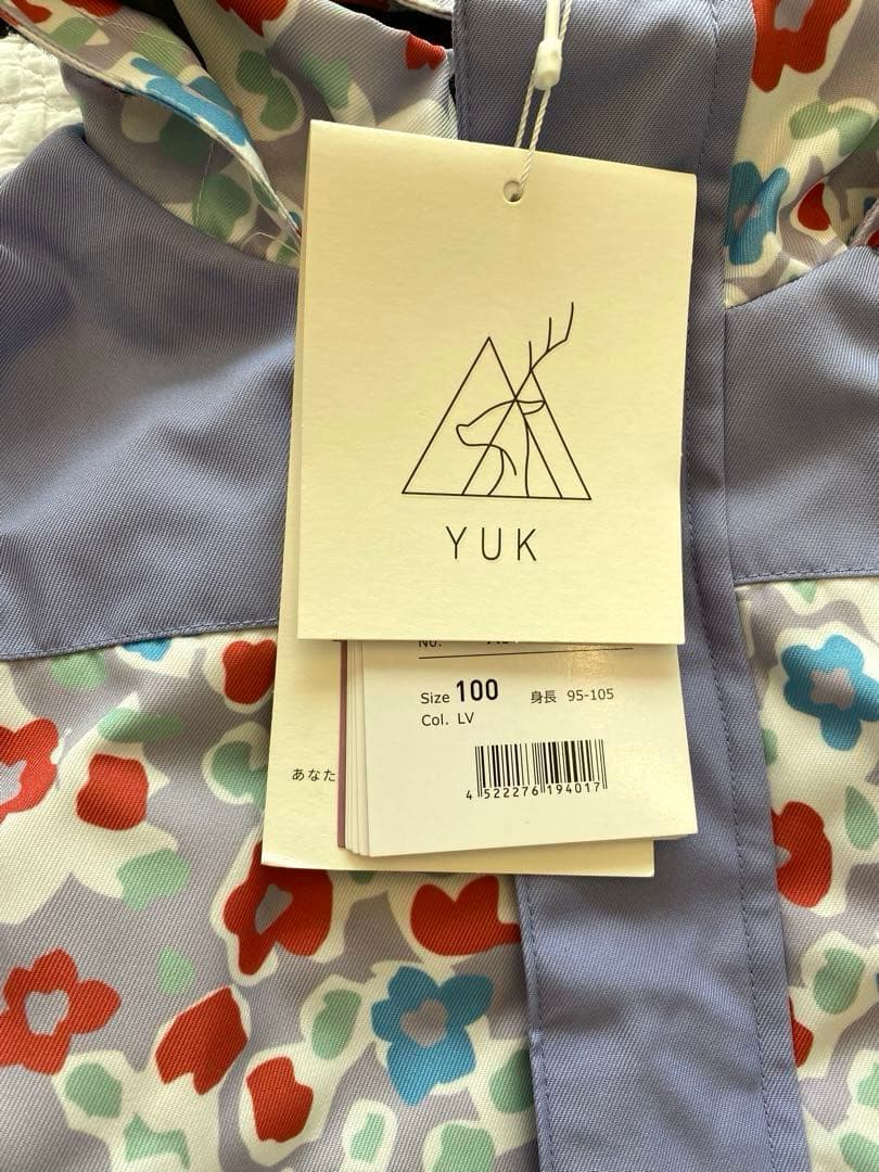 【新品未使用】yukユック❄︎子ども用スキーウェア・スノーウェア　花柄 紫　手袋