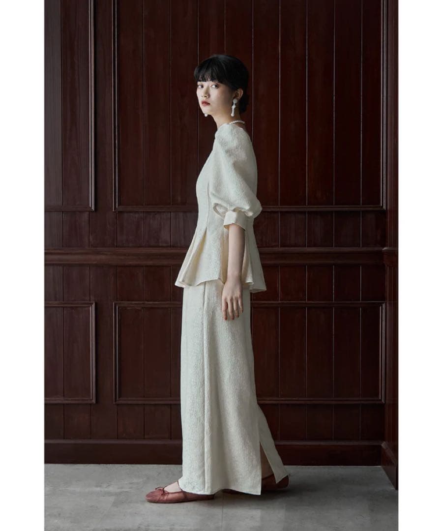 【すずらん】etoll. フラワージャガードセットアップドレス アイボリー