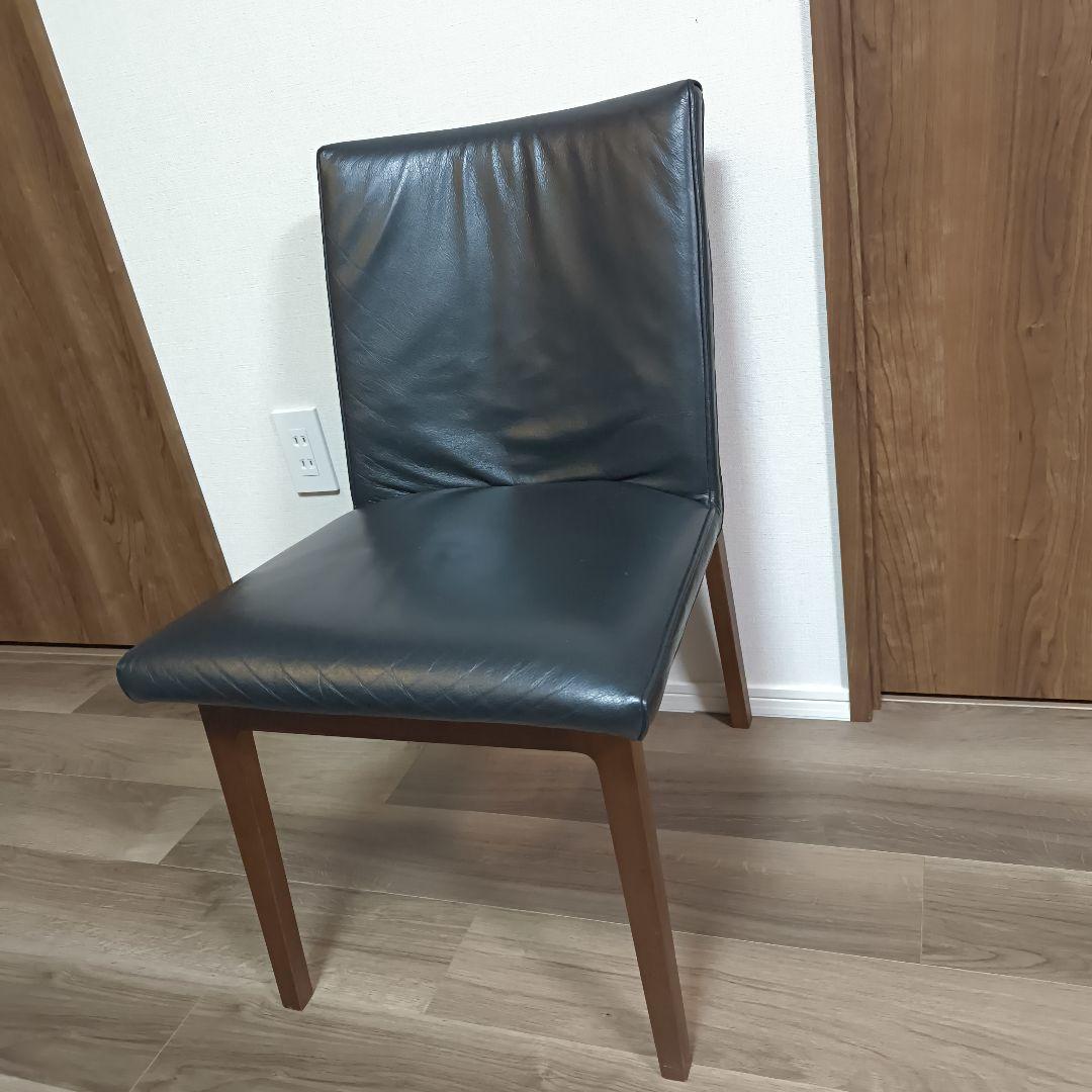 【ACTUSで購入】RELATEブラックレザーチェア　ウォルナット　2脚有り