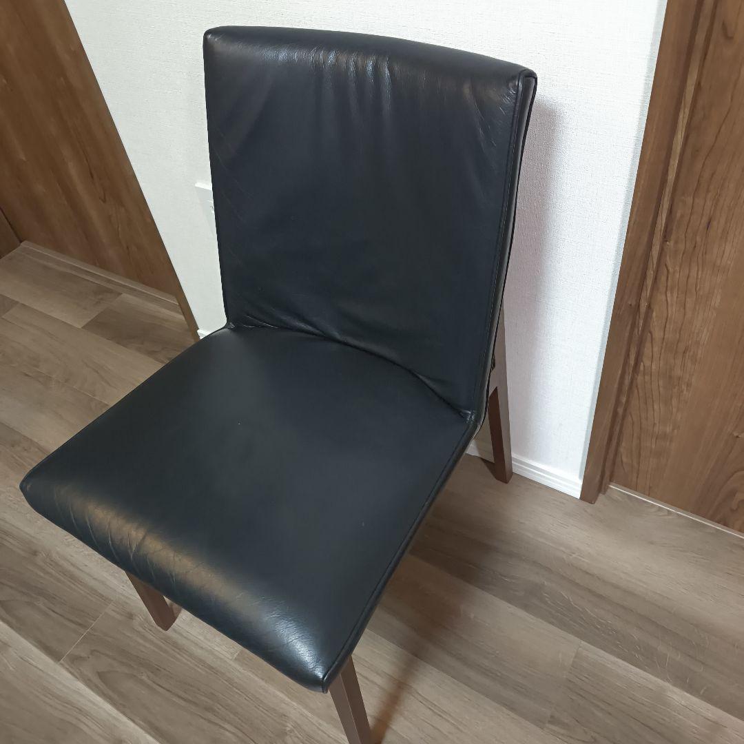 【ACTUSで購入】RELATEブラックレザーチェア　ウォルナット　2脚有り