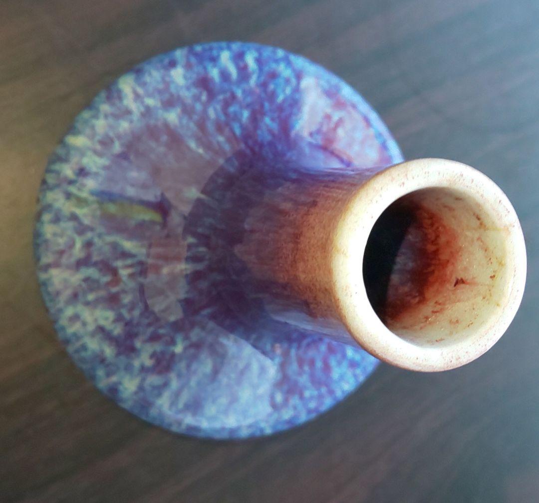 中国清時代 辰砂青紫色の陶器花瓶