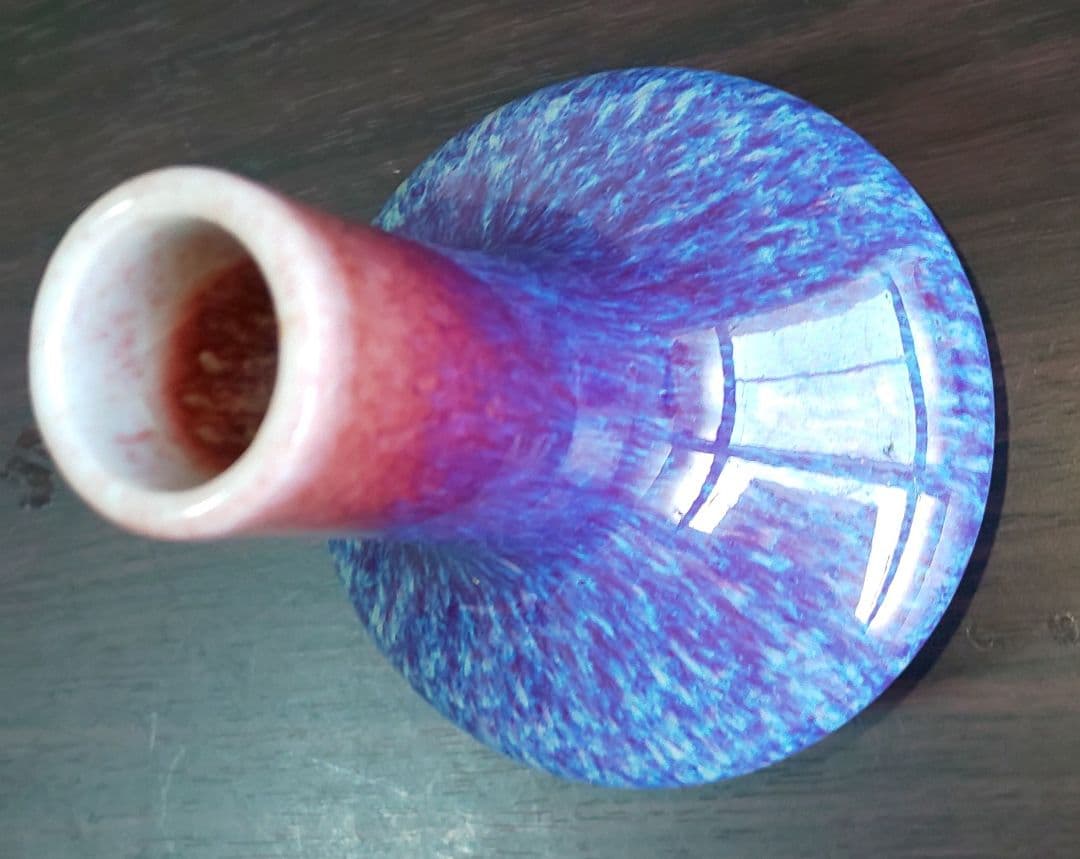 中国清時代 辰砂青紫色の陶器花瓶