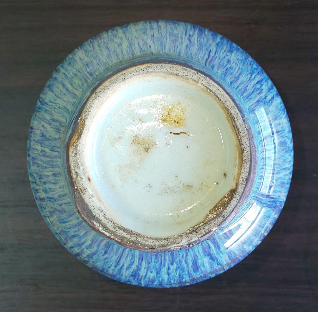 中国清時代 辰砂青紫色の陶器花瓶